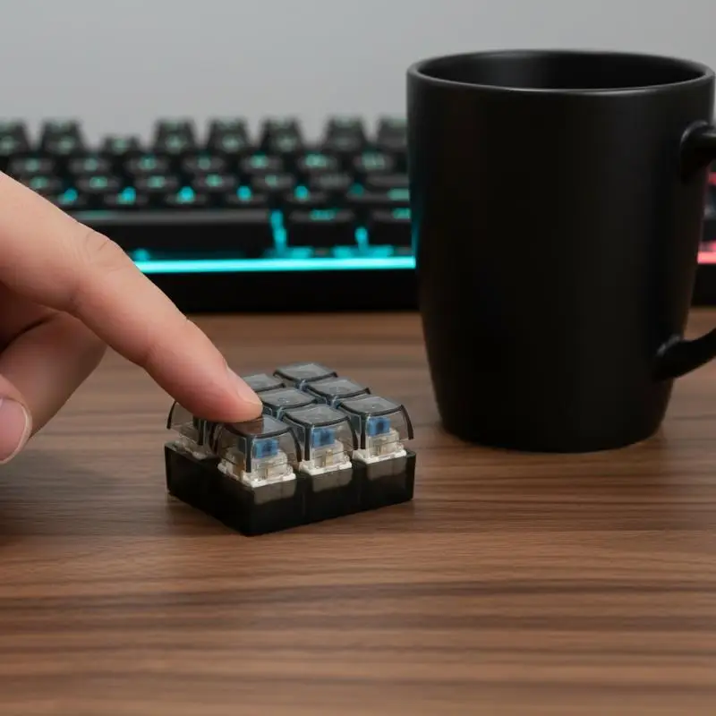Nine Key Mechanical Keyboard Fidget Toy Keychain Stress Relief Compact Portable Gadget for Home Office Gifts for Adults