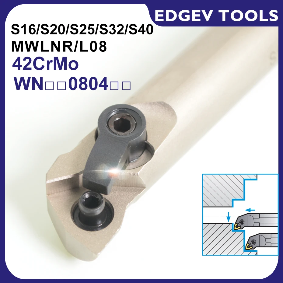 

High quality Internal Turning Tool Holder S16/S20/S25/S32/S40 MWLNR08 MWLNL08 For WNMG080404 WNMG080408 CNC Carbide Insert