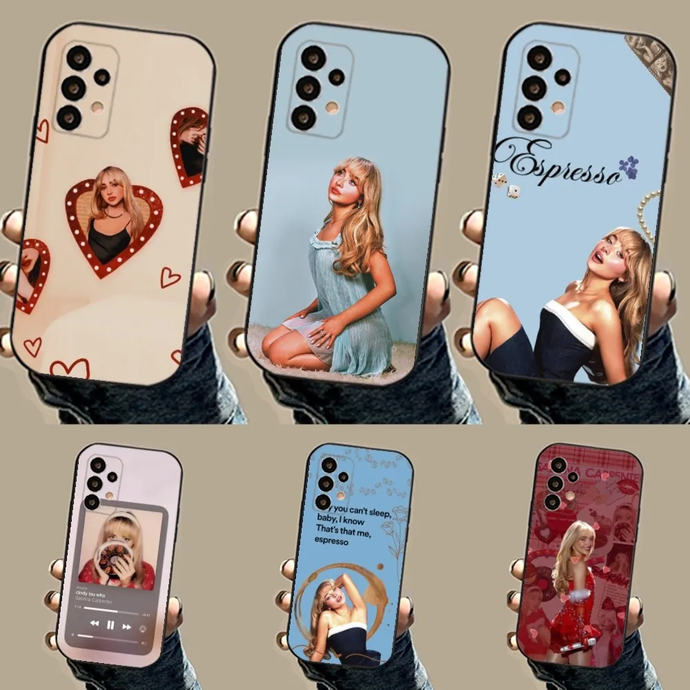 Singer Sabrina C-Carpenter Phone Case For Samsung S24,23,23,22,30,21,10,9,Note20 Ultra,Lite,Ultra,5G,Plus,FE,Black Soft Case