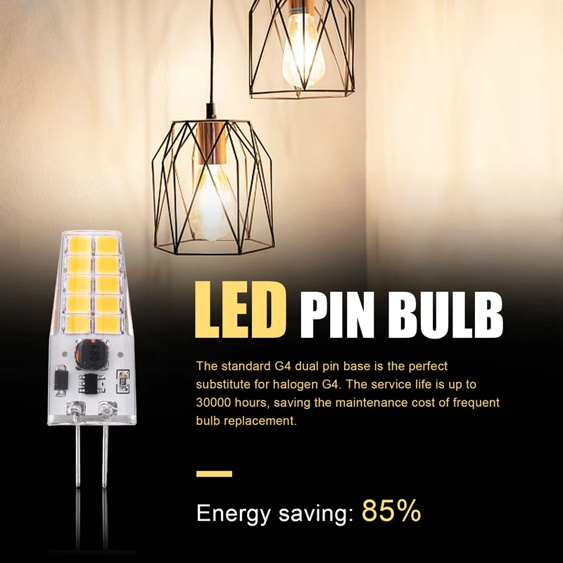 10 Uds bombilla LED G4 AC/DC12V-24V 3W luz LED G4 20LED 360 ángulo de haz de luz 2835SMD reemplazar lámpara halógena de 30W, blanco cálido