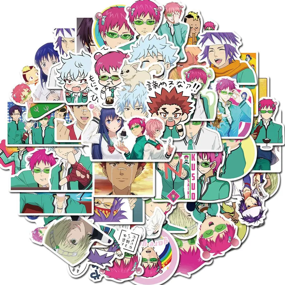 50Pcs Anime Peripherals Saiki Kusuo Graffiti Stickers Children's Handbooks Stickers Diy Notebook Computer Phone Case Sticker