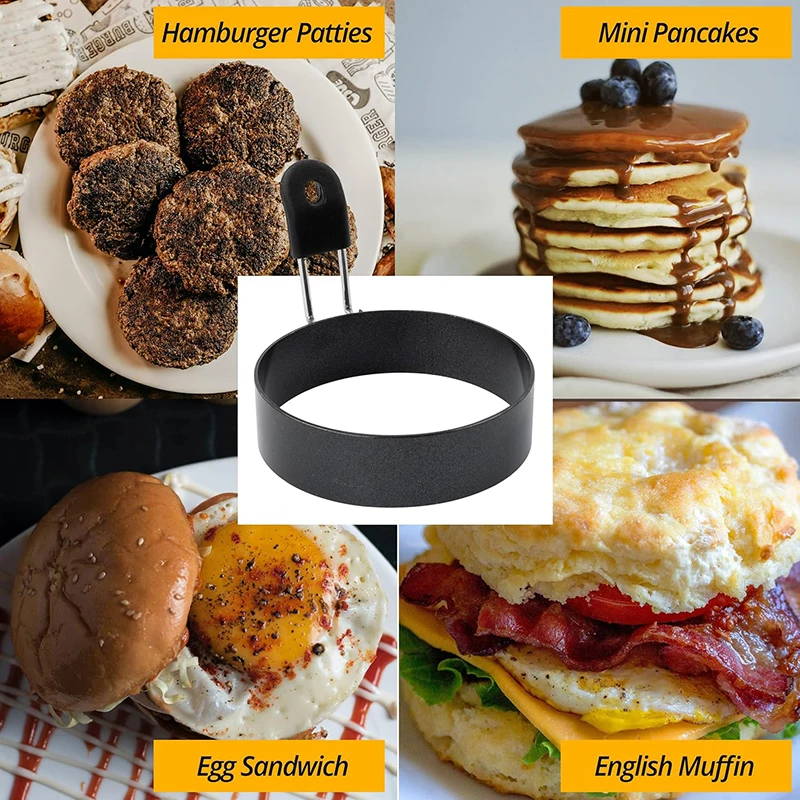 Egg Ring With Silicone Handle Egg Ring For Frying Eggs Nonstick Round Egg Cooker Ring Cooking Egg Mould Breakfast Sandwich Tool