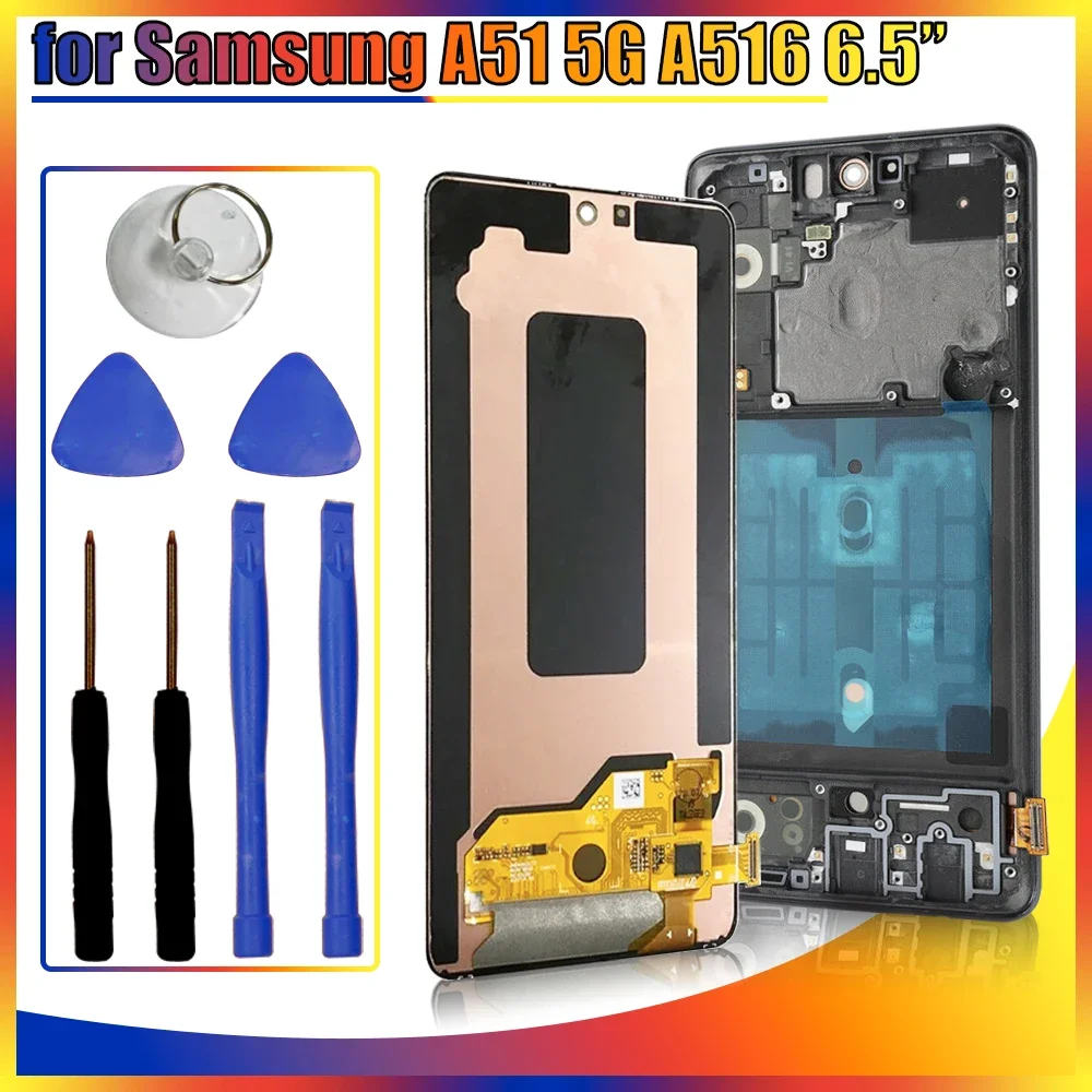 Super AMOLED for Samsung Galaxy A51 5G A516F LCD Display Touch Screen Digitizer Assembly for Samsung A51 5G A516 A516U A516B LCD