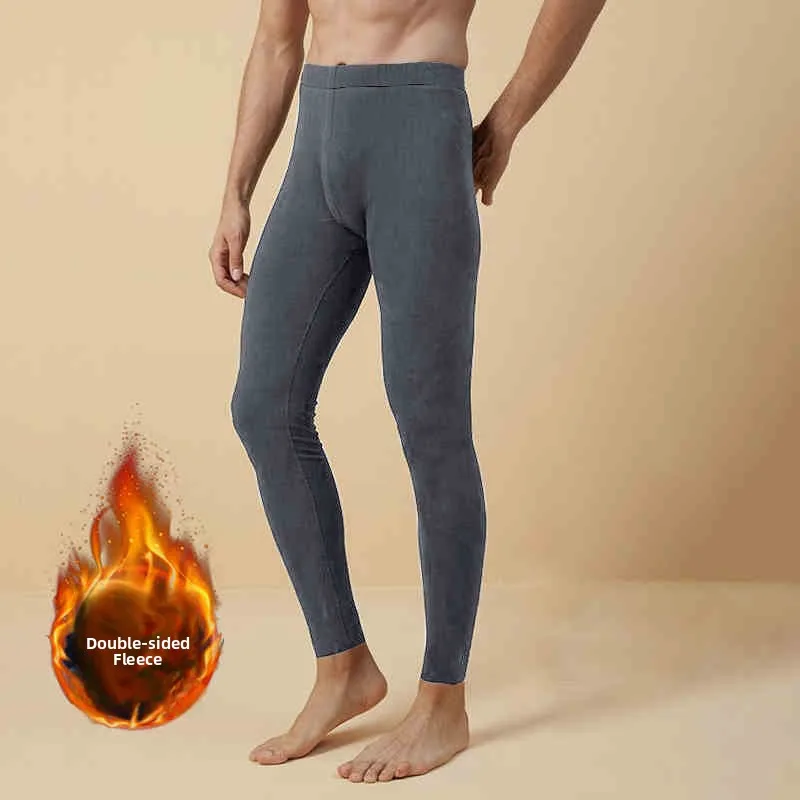 

Thiened Men's Autumn Pants De Base Layer Warmth Cotton Wool Pants Extra Large Size Long Trousers Youth mid Waist