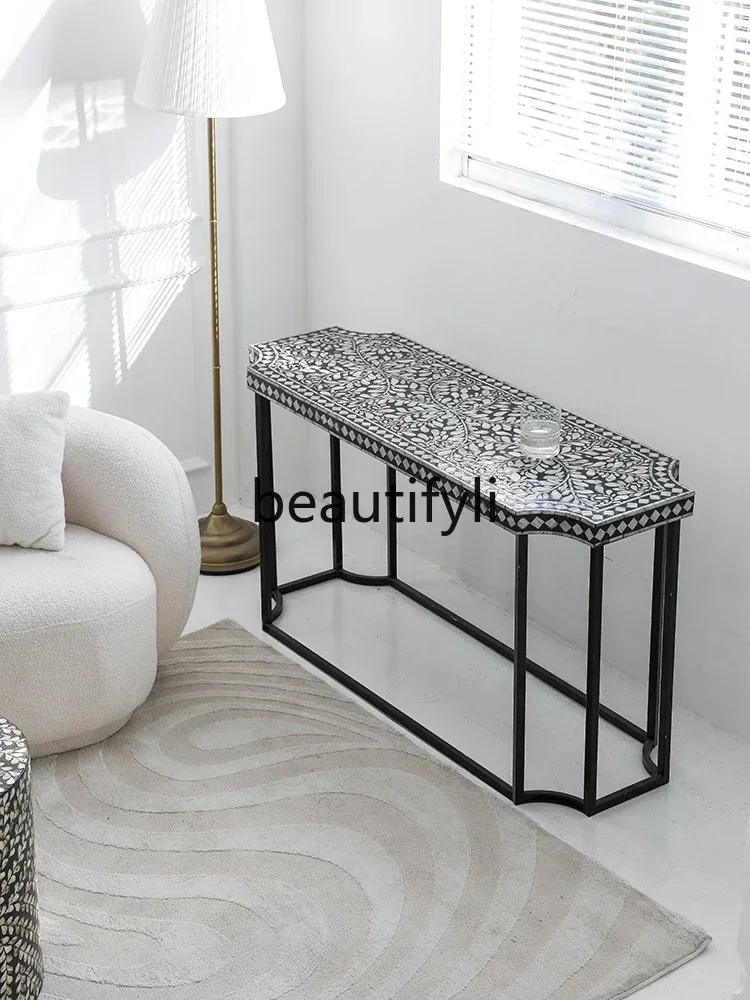 M178 A Shell porch side light luxury retro small narrow table purple coffee table wabi-sabi wind end view table