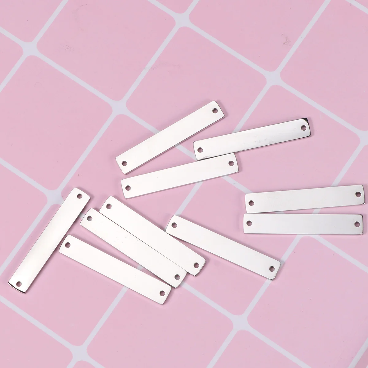 

10 pcs Double Holes Connector Diy Jewelry Making Accessories Metal Pendant For Keychain Bag Ornament Craft Rose Gold