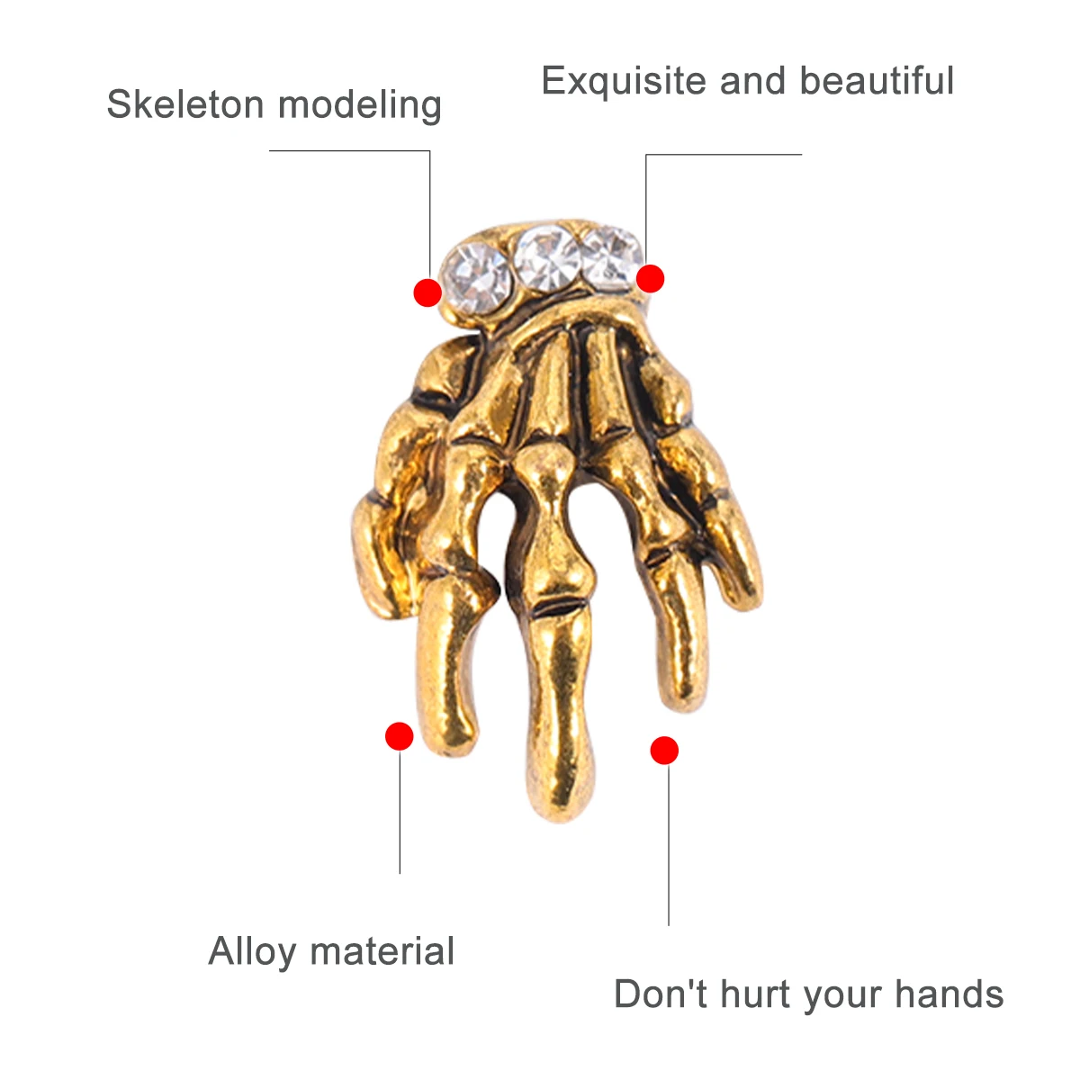 

10 Pcs Diamond Hand Skull Nail Drill Travel Stickers for Art Silver Copper DIY Manicure