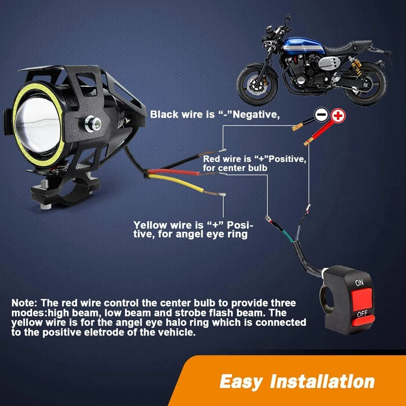 U7 Electric Scooter LED Spotlight Highlight Flashing Angel Eyes Motorcycle LED Light For Electric Scooter Remodel