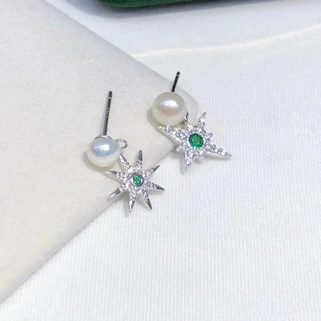 Wholesale S925 Sterling Silver Earrings Mount Findings Settings Base Mounting Parts Accessory for 4-5mm Pearls 5 pairs/lot