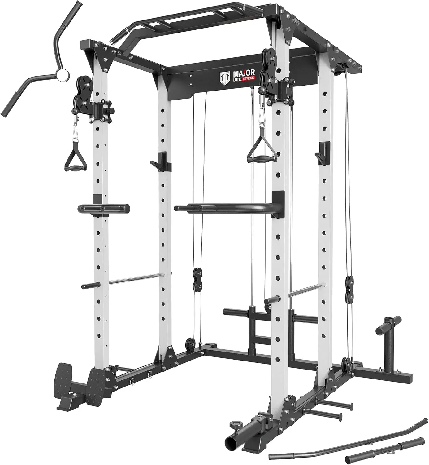 

MAJOR LUTIE Power Cage, PLM03 1400 lbs Multi-Function Power Rack with Adjustable Cable Crossover System and More Training