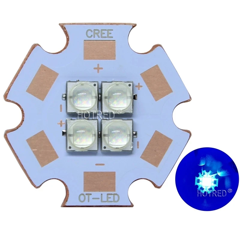 高出力LEDカウンターライト用高出力ダイオード、スポットライトパーツ、20mm銅PCB、4チップ、10w-28w、xpg3、XP-G3、3v、6v、12v