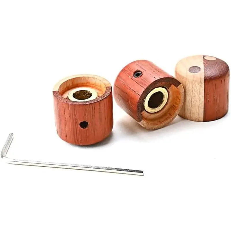 3Pcs Wood Dome Knobs, Electric Guitar Bass Volume Tone Control Knobs, Maple & Beech Finish Audio Replacement Parts