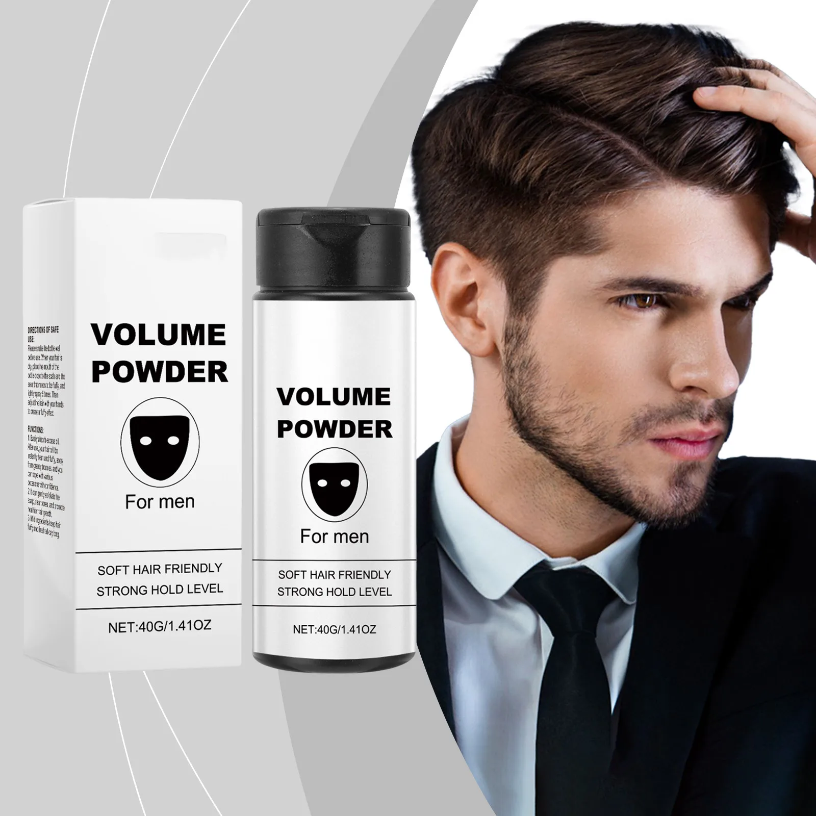Polvo Voluminizador para Hombre, Fijación Fuerte, Texturizador, Control de Grasa Duradero, Acabado Mate de Salón, Polvo para Peinar el Cabello, Volumen y Estilo