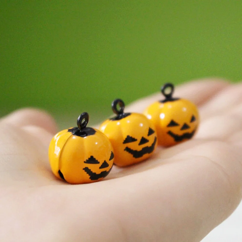 

10 Pcs Pumpkin Bells Key Decoration Shape Pet Charm Jingle Accessories Halloween