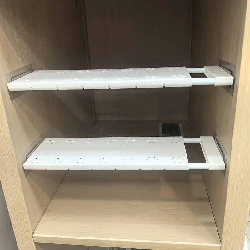 Verstellbarer Regalorganizer ohne Bohren – Metall- und Kunststoff-Aufbewahrungstrennwand für Küche oder Kleiderschrank – Vielseitiger Teleskop-Organizer – Detail 3