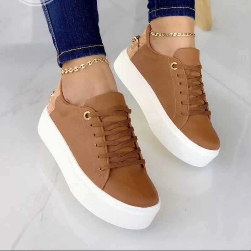 

Summer Women Designer Shoes Flat Female 2023 Spring Autumn Metal White Ladies Casual Chunky Sneakers Platforms Fashion Sneaker