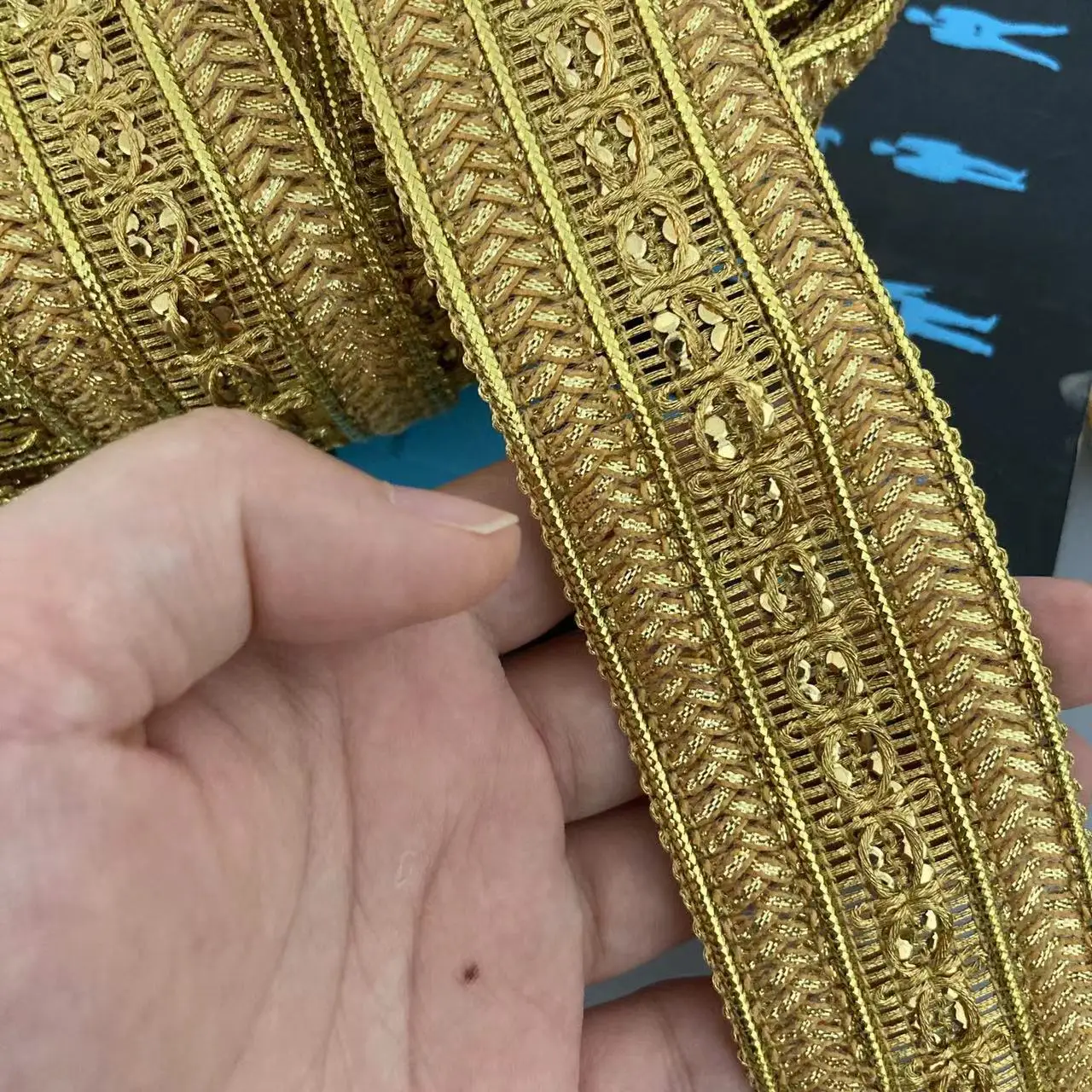 1 Yard 4.5cm Gold Lace Trim Ribbon Gold Thread Webbing Ethnic Style Clothing Embroidery Sequin Fabric Jacquard Accessories New