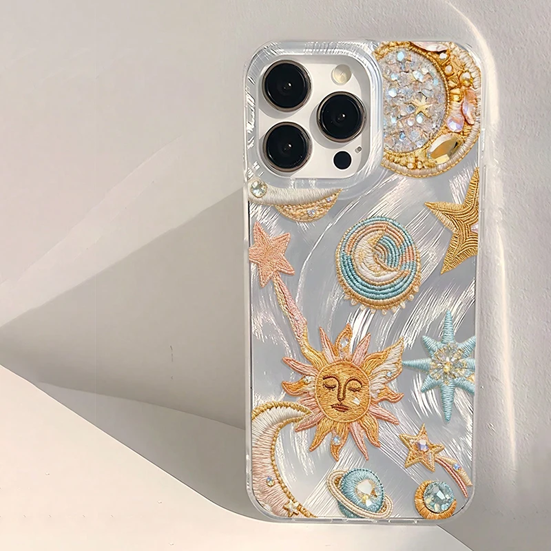 Retro Starry Sky Theme Star & Moon Phone Case For Samsung Galaxy A16 A26 A36 A56 A55 A54 S26 Ultra S25 Plus S24 FE S23 S22 Cover