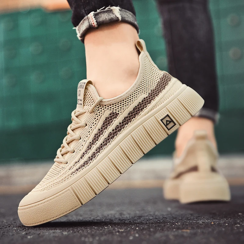 

Men's Canvas Slip-On Knitted Driving Shoes Breathable Casual Sports Anti-Slip Summer Flat Shoes Low Cut Rubber Outsole