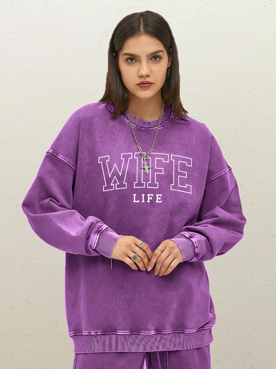 

Женские пуловеры с буквенным принтом Wife Life Art, уличный свитшот в стиле хип-хоп, креативная хлопковая женская одежда, осенний топ большого размера