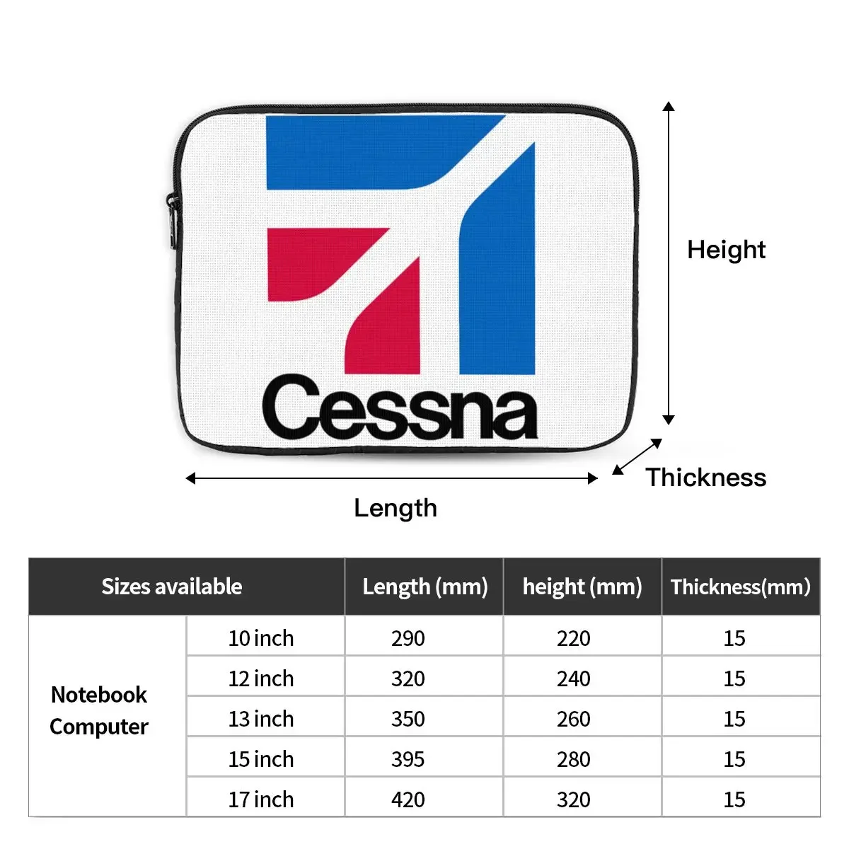 Cessna Logo Notebook Laptop Bag Case Pouch 10 12 13 15 17 Inch Notebook Sleeve Cover Bag Tablet Shockproof Case Bag