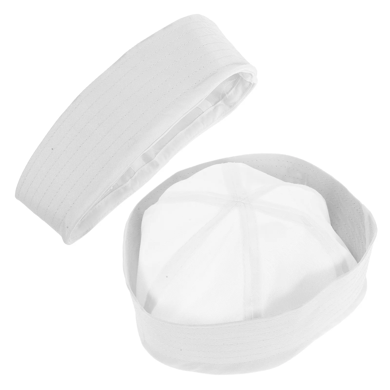 2Pcs Sailor Hats White Adult Costume Cap for Sailor Captain Dress Up Party Performance Nautical Theme Cruise Carnival Cosplay