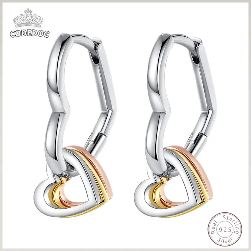 Boucles d'oreilles en argent Sterling 925, breloque Simple, amour, Zircon brillant, bijoux de mariage pour dames, cadeau