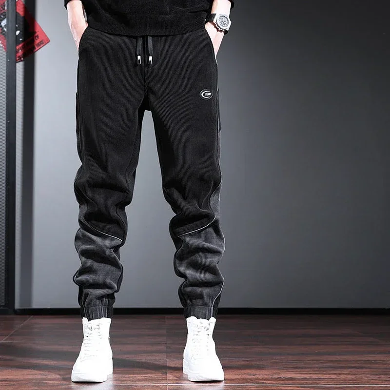 السراويل البضائع الرجالية الفضفاضة تمتد السراويل الذكور الخريف الشتاء Techwear عادية جديدة في مصمم الموضة الكورية نمط Y2k خمر ايمو