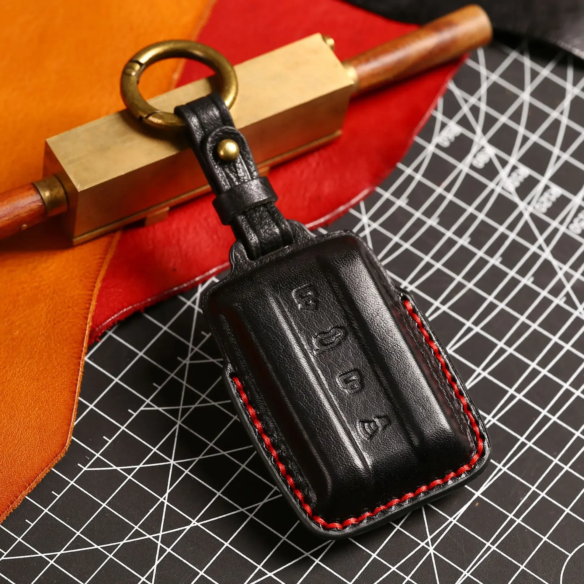 

1pc Luxury Leather Car Smart Key Cover Keyring Shell For Tank 300 Great Wall 2021 4 Button Remote Keychain Holder Fob Case