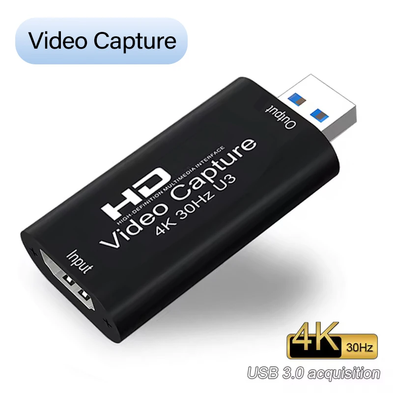 

4K 30hz HDMI-compatible To USB 3.0 Video Capture Card Grabber Recorder for PS4/5 Game DVD Camera Recording Laptop Live Streaming