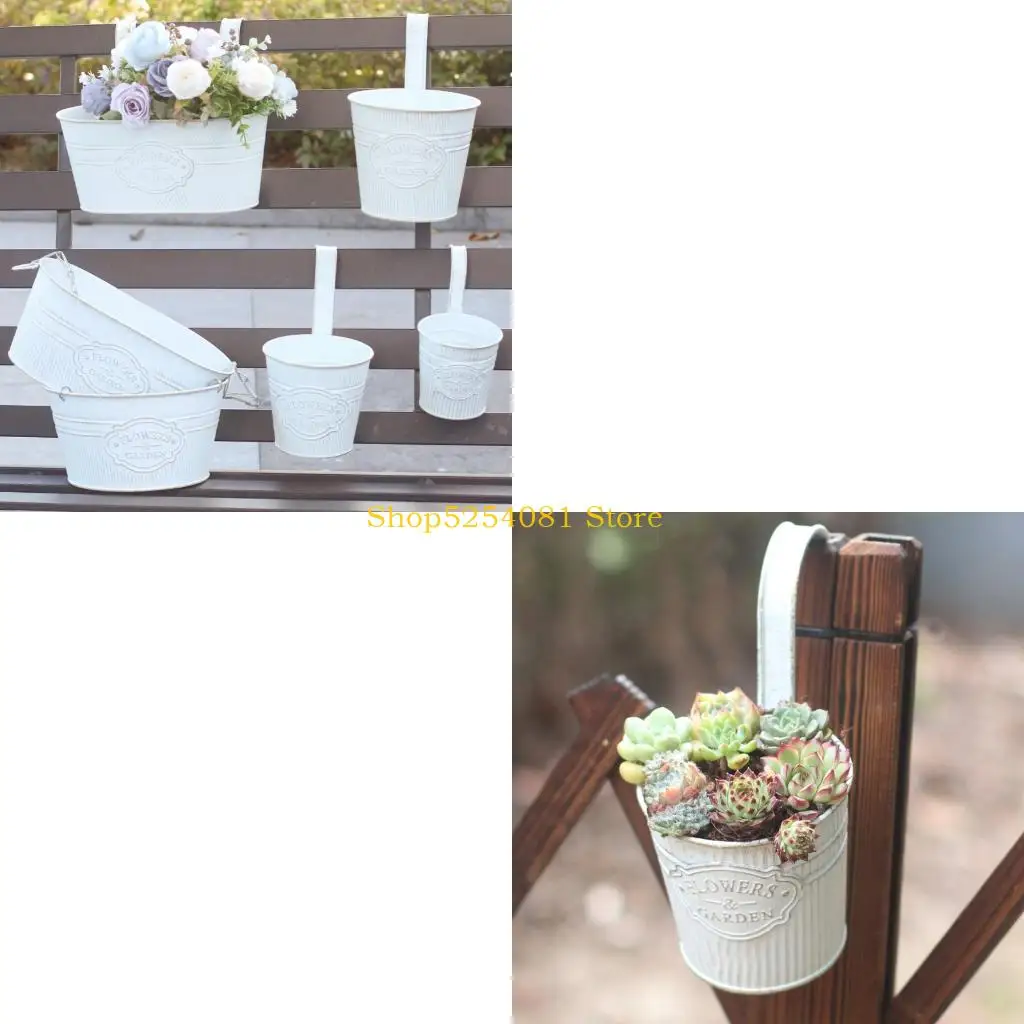 AXYC Balcony Hanging Flower Pot Metal Planter for Window-Side Display Use