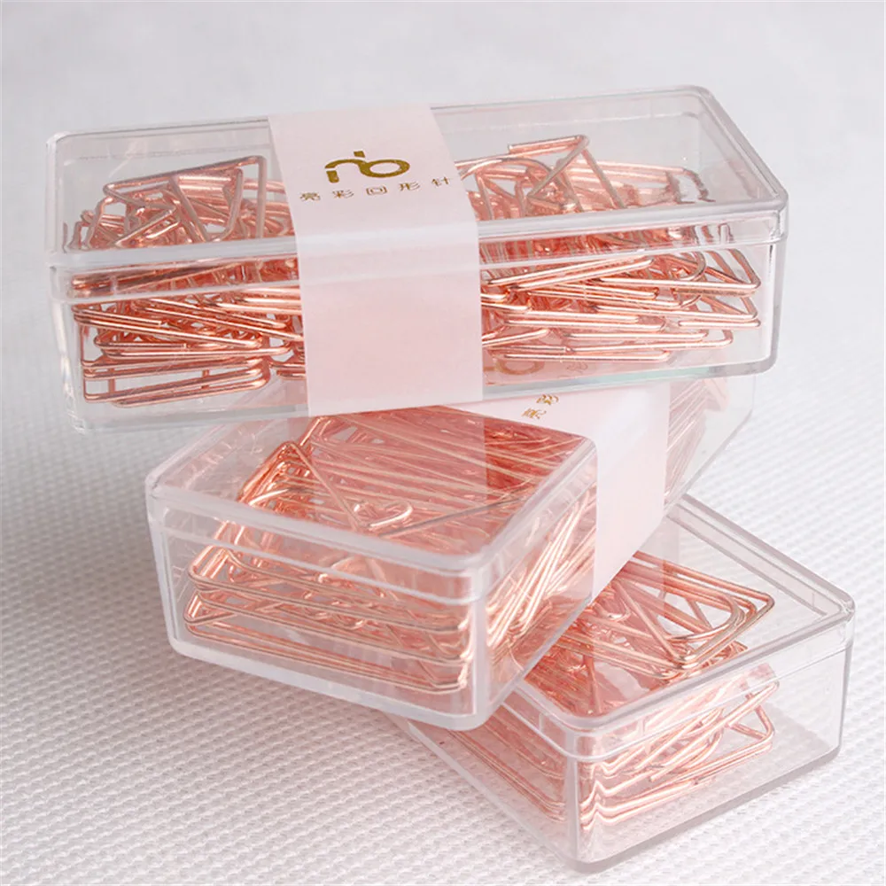 20pcs Paper Clips Rose Gold Love Heart Envelope Shaped Modeling Clip Metal Paperclips Paper Clips Bookmark Office Accessories