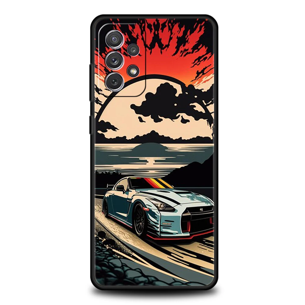 JDM Drift Sports Car Phone Case for Samsung Galaxy A15 A14 A25 A54 A34 A51 A71 A72 A73 A32 A52 A52S A11 A21S A31 A41 Soft Shell