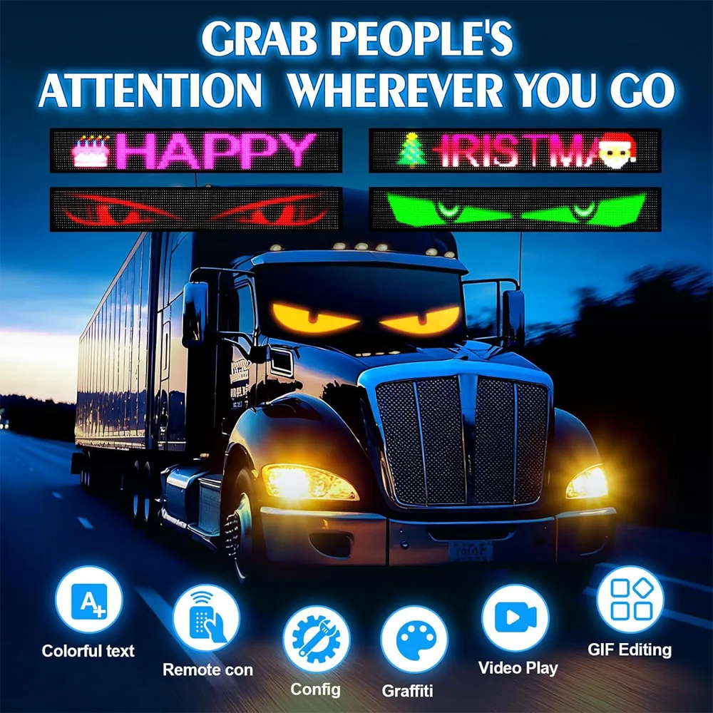 Luz de ojos del diablo pantalla LED camión parabrisas ojos luces programable animación Flexible pantalla desplazable luz DIY