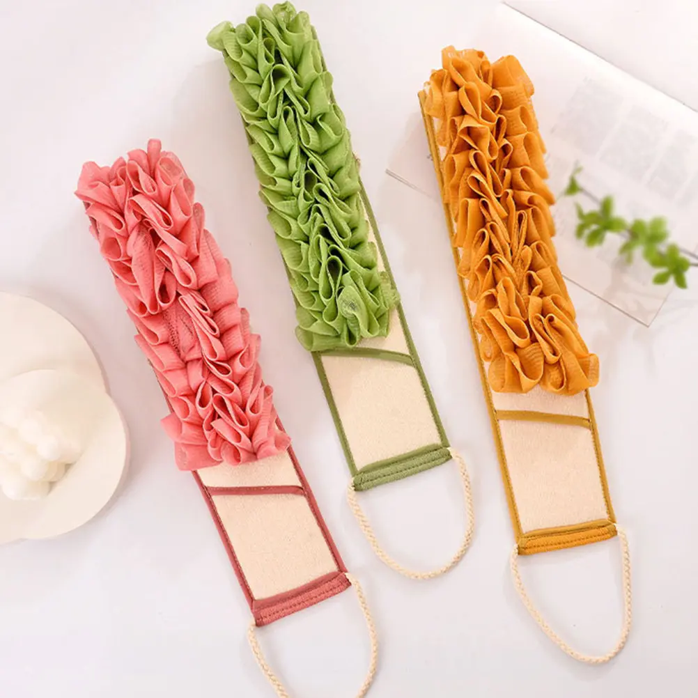 Portable Back Bathing Scrubber Small Lightweight Double-Sided Exfoliating Towel Back Washer Body Scrubber for Deep Cleaning and