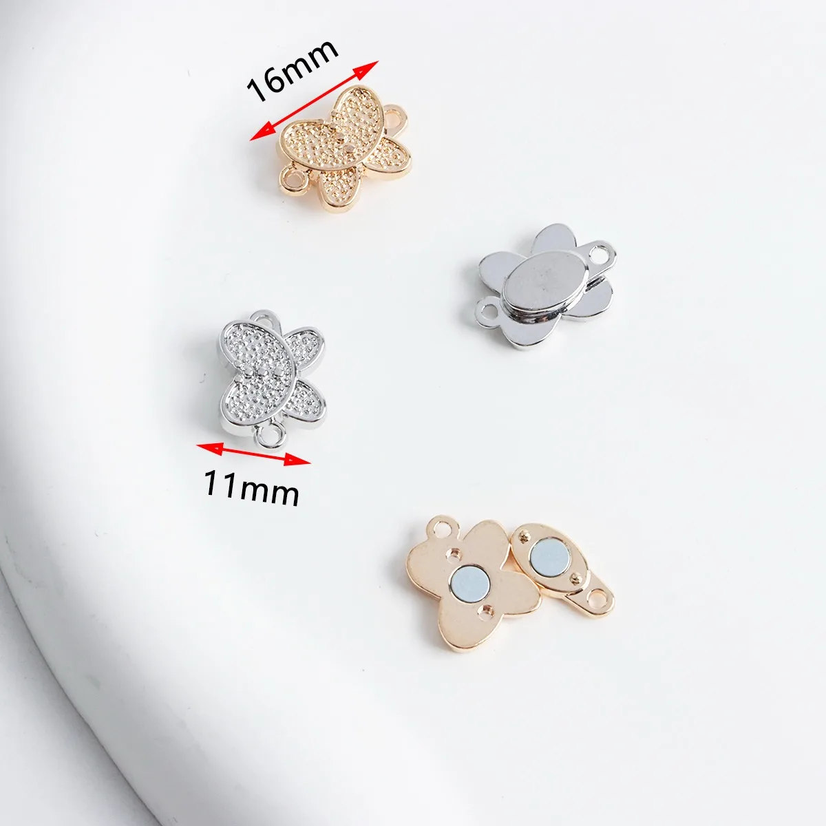 18K Plated Gold Butterfly Magnet Buckle Bracelet Connection Button Head Magnetic Suction Button DIY Jewelry Ending Button Head