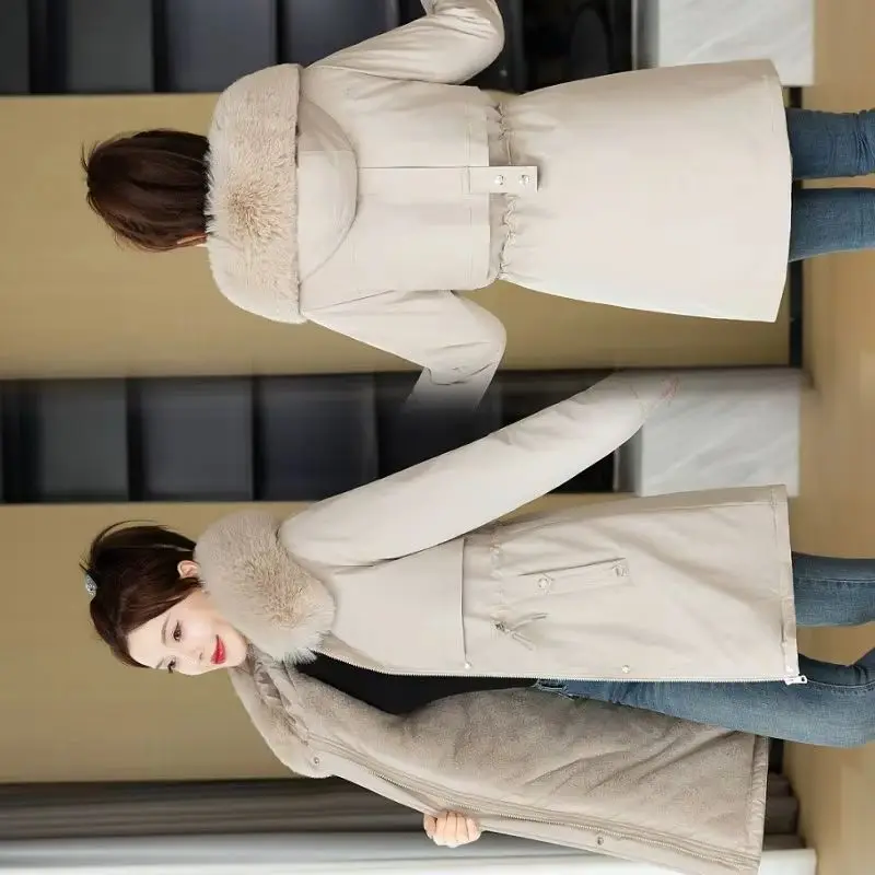 

Winter Parka 2025 New Women Jacket Clothes Long Coat Wool Liner Hooded Jacket Fur Collar Thick Warm Snow Wear Fashion Parkas