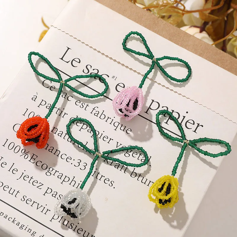 

10 шт., рисовые бусины с цветными блоками, нашивка-тюльпаны для одежды, модные хрустальные бусины «сделай сам», аксессуары с кисточками, нашивка