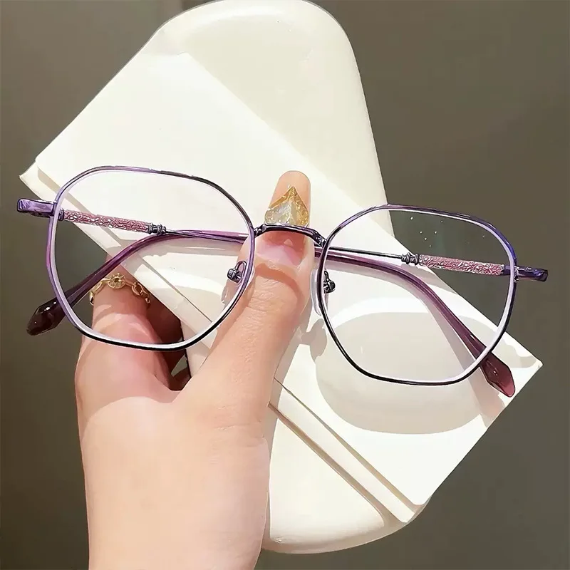 0 bis + 4,0 Metall Polygon Lesebrille Advanced Feeling Funkelndes Temperament Lesebrille Anti-Blaulicht-Brille für ältere Menschen – Detail 2