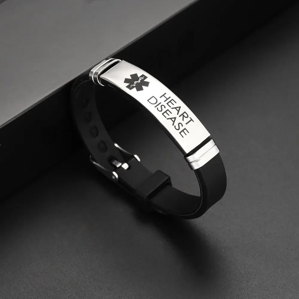 Trend Medical Sign Warning Language Bracelet Charming Men's Silicone Bracelet New Jewelry Accessories Party Valentine's Day Gift