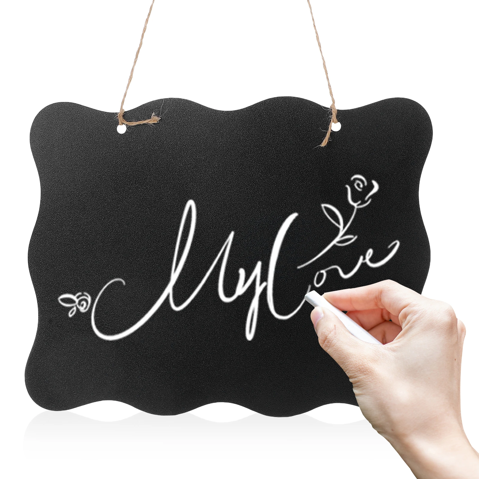 

2 Pcs Small Blackboard Pendant Memo Hanging Message Writing Label Ornament Wood Display