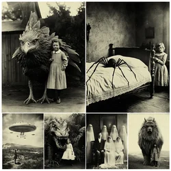 Mysterious Pets For Children Vintage Wall Art Print Monster,Ghost,Ufo Gothic Surreal Retro Art Poster And Print Home Decoration