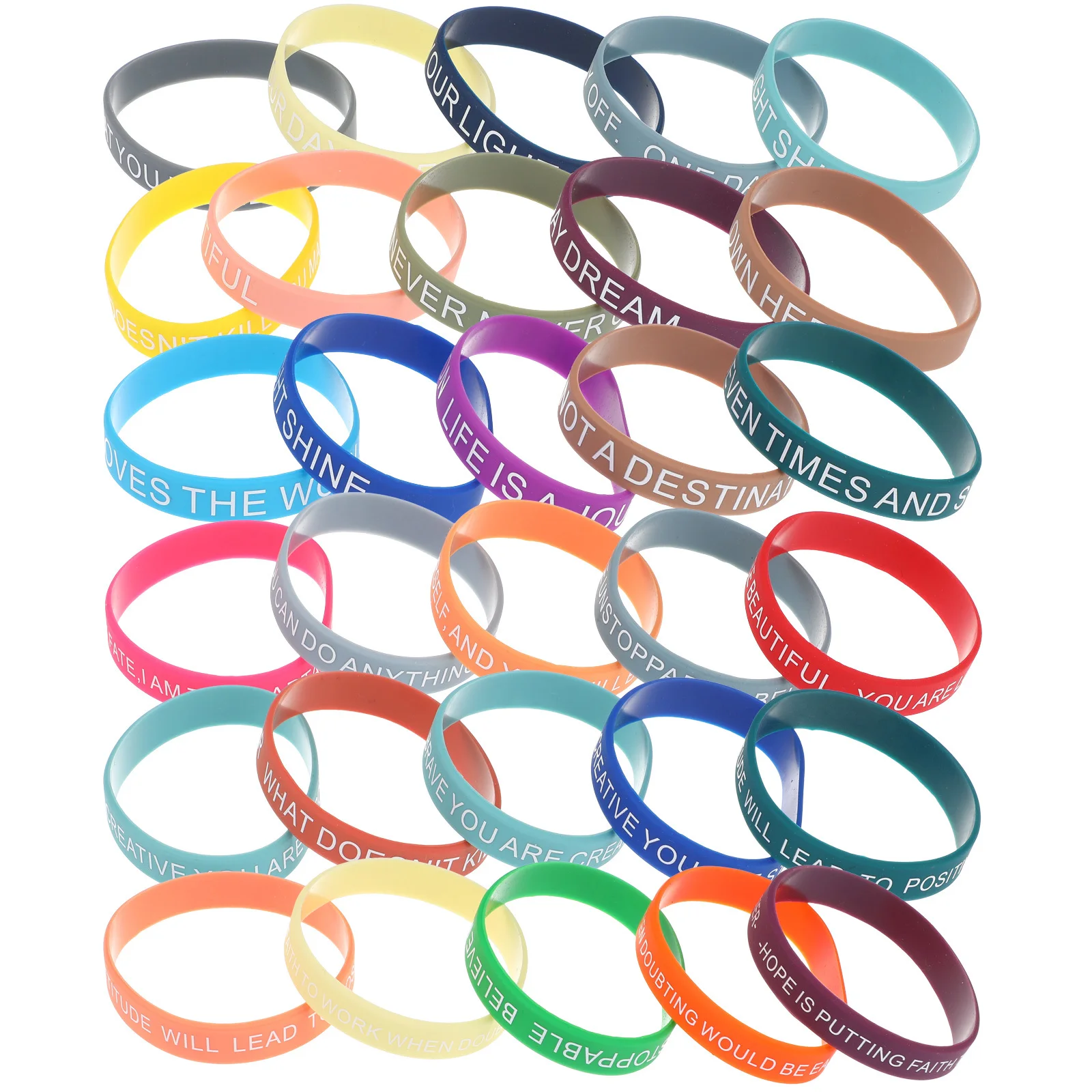 Bracelets en Silicone avec citation de motivation, 60 pièces, Bracelets inspirants pour pom-pom girl
