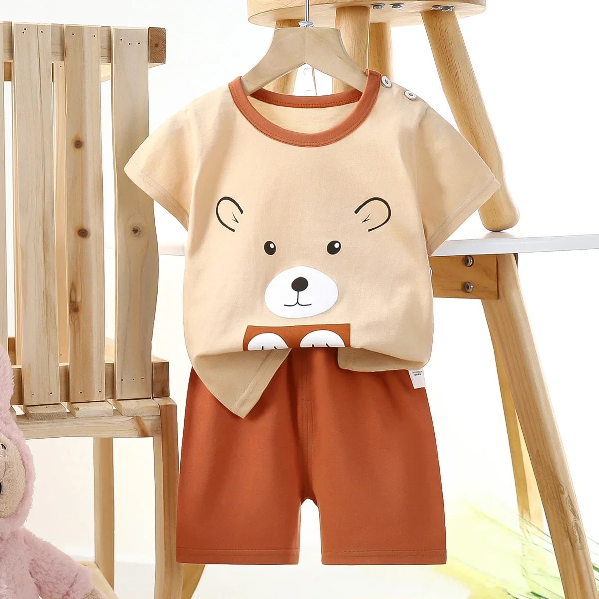 2PCS Children Clothing Suit summer cartoon Children\'s Sets Cotton T-Shirts Shorts Boys Girls Short sleeve Kids Clothes