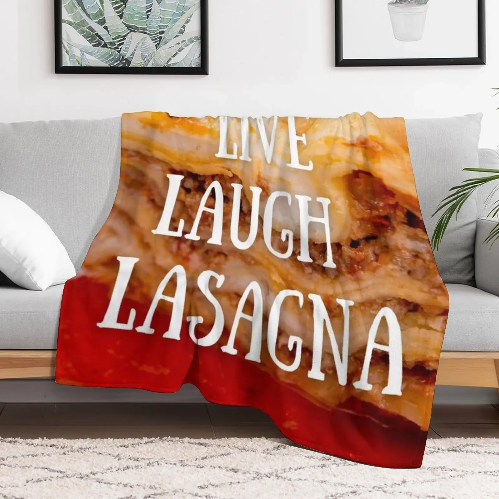 Live Laugh Lasagna Throw Blanket Ultra Soft Flannel Fleece Blanket for All Seasons