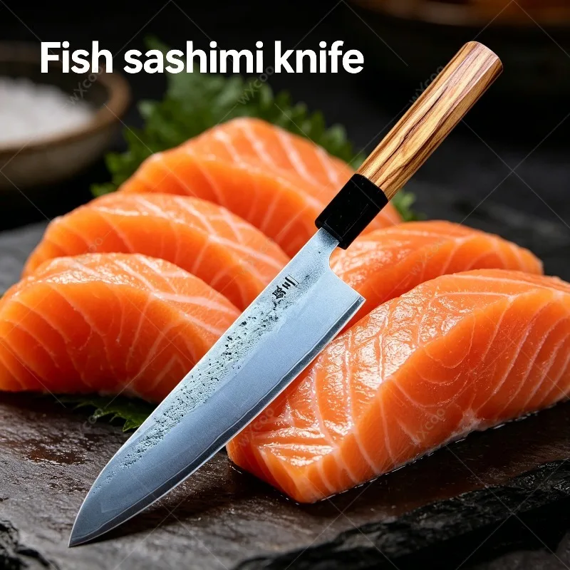 WXCOO Hand Forged Sashimi Knife Stainless Steel Sushi Chef Knife Sharp Slicing Tool for Home Kitchen Salmon Cutting