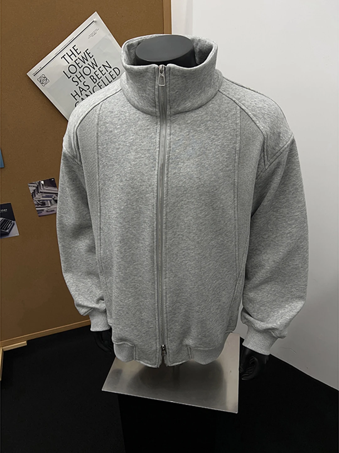 

ay Stand Collar Deconstructed Patchwork Jaet Men's Autumn Cleanfit American Silhouette Double Zipper Open Cardigan Sweats...