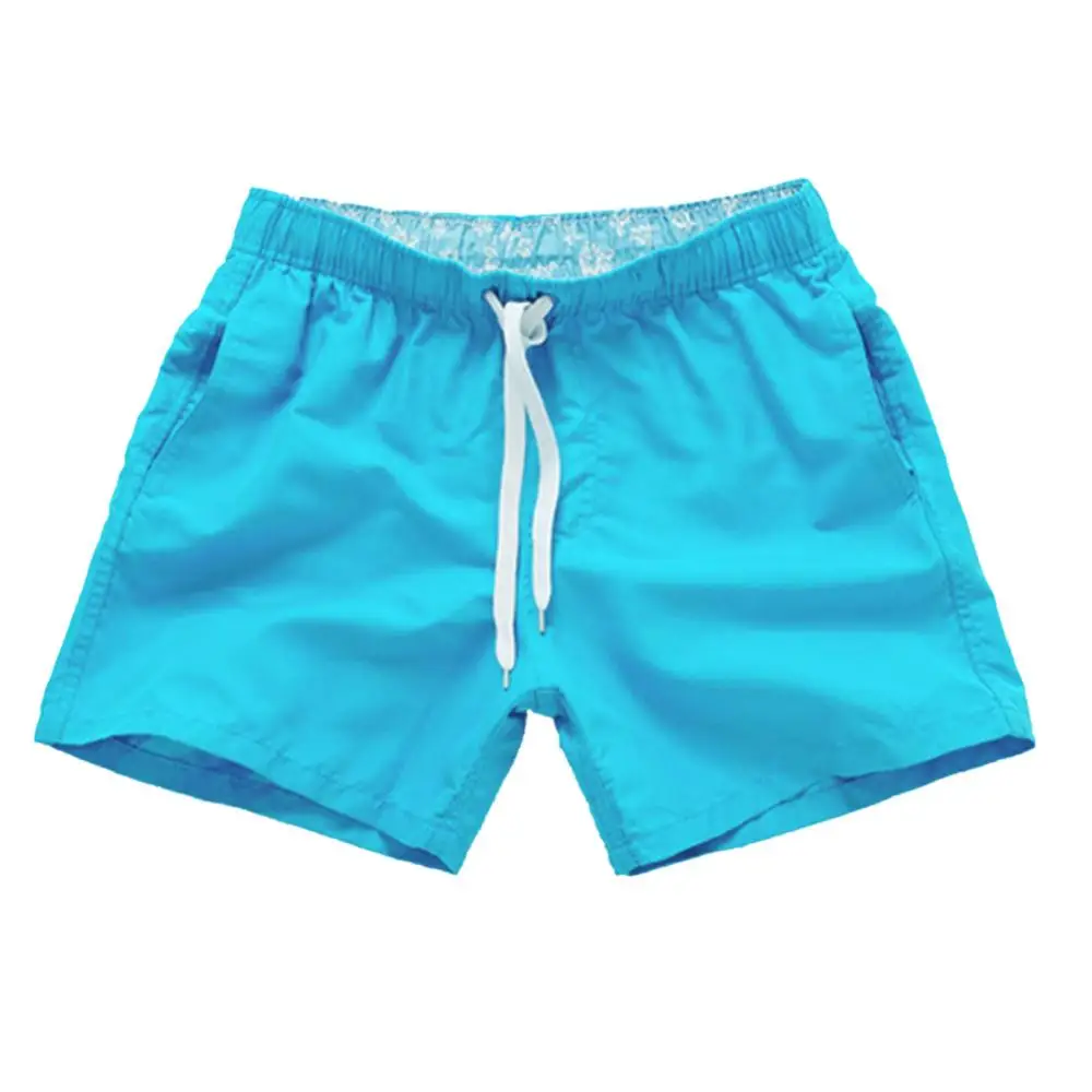 Men Swimwear Casual Solid Color Summer Beach Shorts Pants Men Drawstring Swimming Trunks ropa hombre шорты мужские