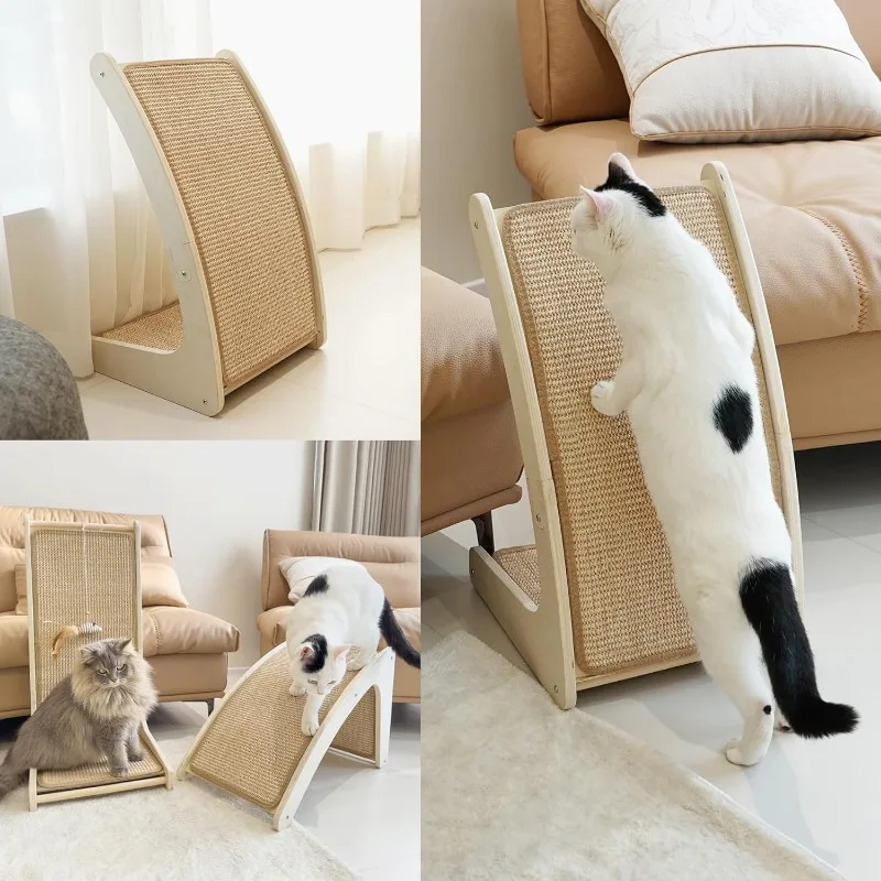 2025  Cat Scratcher, Sisal Cat Scratch Pad,  Scratching Board for Indoor Cats, Floor Mounted Scratcher with Mouse Toy Catnip