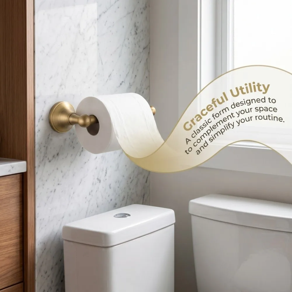 

Brass Stainless Steel Toilet Paper Holder Wall Mount Without Cover Tissue Holder Easy to Clean Vintage Tissue Roll Bar